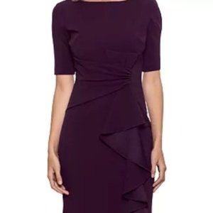 Purple Ruffled Ruched Gown, Petite Length